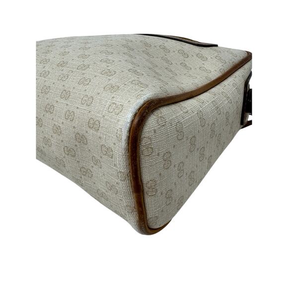 Gucci Vintage 1970s GG Monogram Crossbody Bag – White and Brown leather - Picture 9 of 16